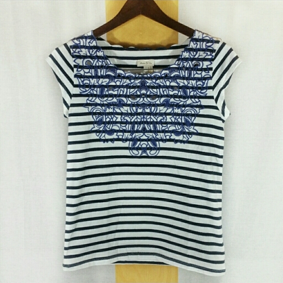 Meadow Rue Palermo Striped Embroidered Tee (B) - Picture 8 of 8